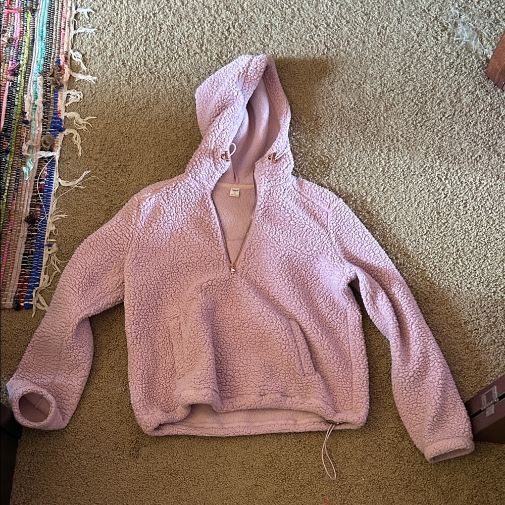 Old Navy Lavender Sherpa Half-Zip Hooded Pullover